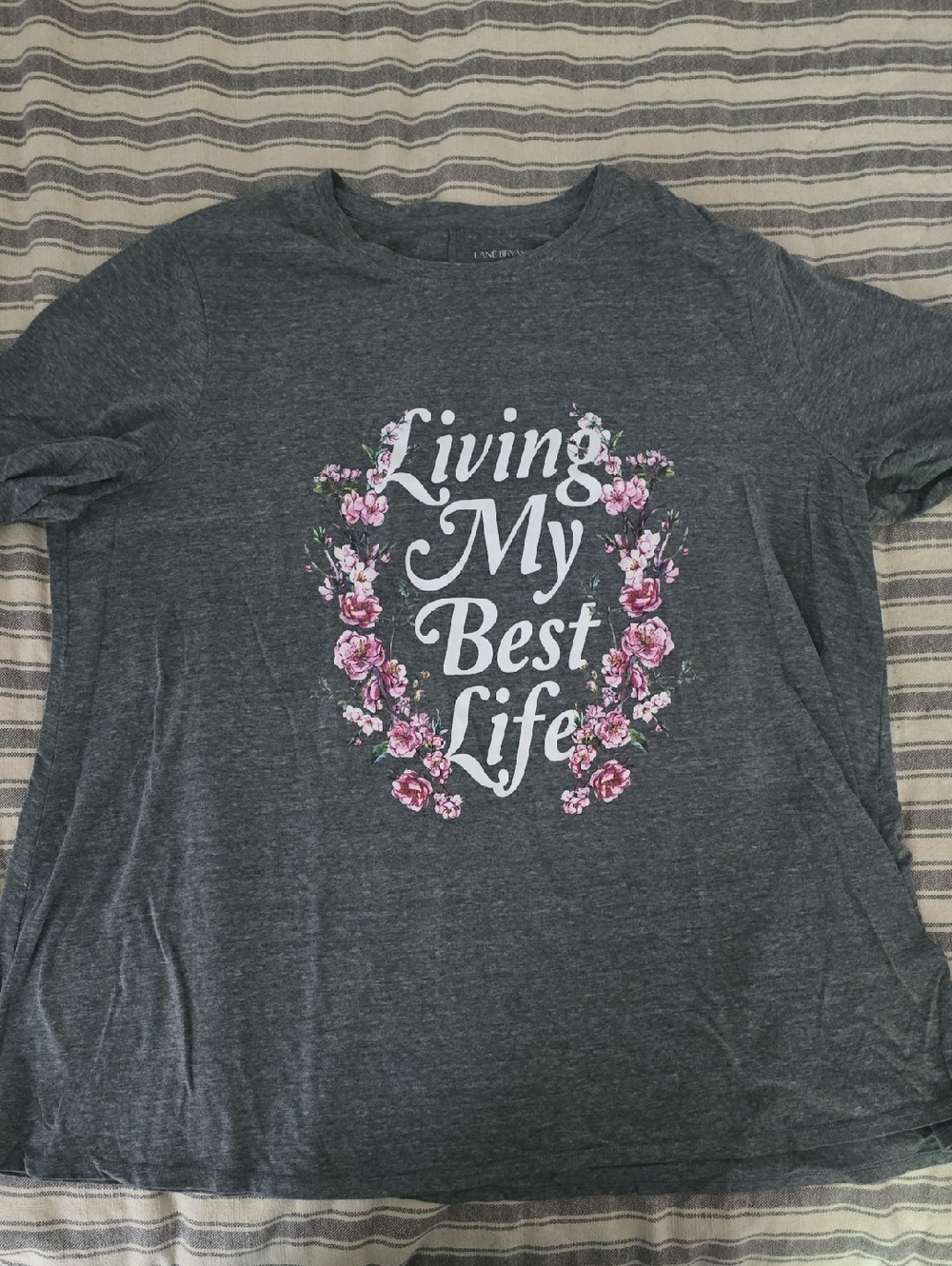 Lane Bryant Dark Gray Graphic Tee with White Logo